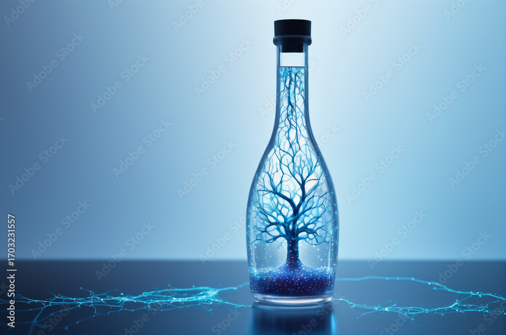 Wall mural tree of life in a bottle. generative ai.