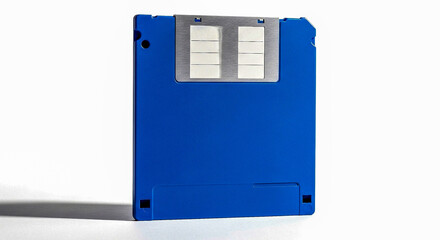 Retro 3.5 Inch Floppy Disk Isolated with Modern Aesthetics on White Background 