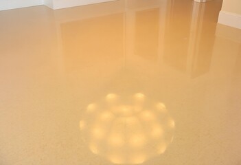 Flood Damage: Submerged Interior with Light Reflection