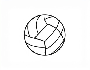 Minimal outline vector icon of a volleyball ball in black and white. Perfect for sports, beach volleyball, and fitness design projects.