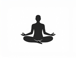 Black silhouette vector of a person meditating in a yoga lotus pose. Suitable for wellness, mindfulness, meditation, and healthy lifestyle designs.