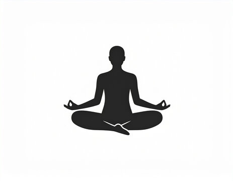 Black silhouette vector of a person meditating in a yoga lotus pose. Suitable for wellness, mindfulness, meditation, and healthy lifestyle designs.