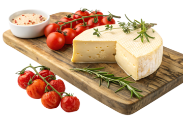 Delicious cheese block and fresh cherry tomatoes perfect summer snack