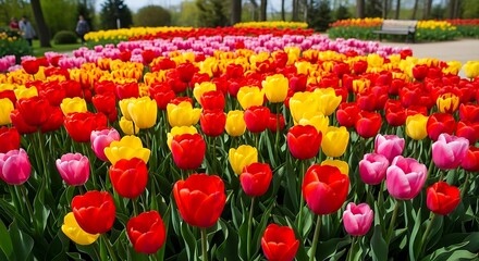 Colorful Tulip Garden.