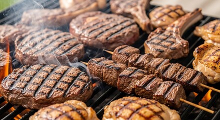 Fototapeta premium Delicious Grilled Meats on a Grill.