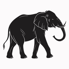 Silhouette of an African elephant walking gracefully across the plains.