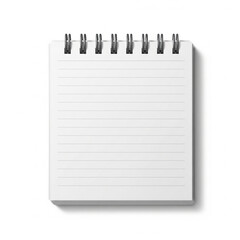 Clean and simple blank spiral notebook ready for notes, ideas or drawing on white background