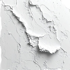 Obraz premium Abstract, textured map. A light gray, 3D relief map evokes mountainous terrain and waterways, with a rough, sculpted surface