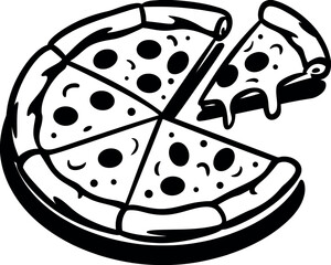 Delicious hand drawn pizza slices melted cheese italian food sketch vector art vector hand drawn