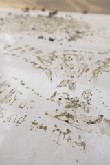 Marks left on a surface show subtle textures and history