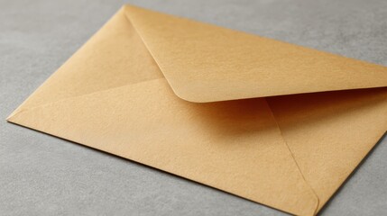 Close-up of an open manila envelope with papers slightly visible inside, placed on a clean gray background, emphasizing texture and detail