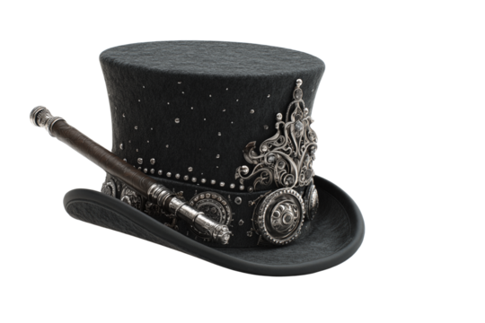 Steampunk hat isolated on transparent background