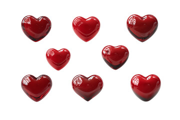 Fototapeta premium Group of red hearts isolated isolated on transparent background