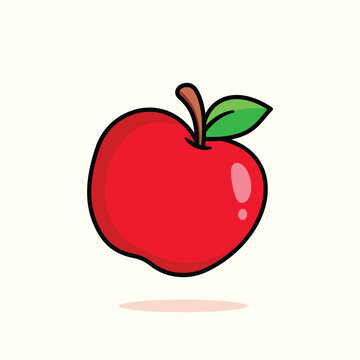 Cute Cartoon Apple Fruit Illustration Isolated on White Background