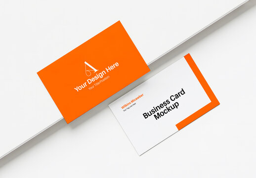 Modern Orange Business Card Mockup On White Background