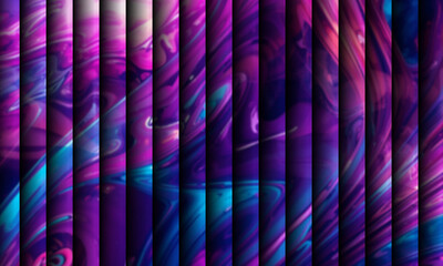Abstract stripped glass texture background, Purple and Blue Liquid Gradient Background with Neon Fluid Texture and Vertical Stripes.