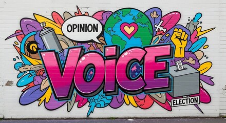 Colorful Graffiti Mural Voice Election Opinion.