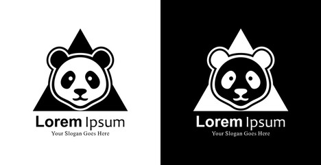 Panda head logo design combined with a triangle