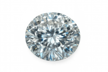 Oval diamond glimmering on clear surface, showcasing pristine cut, exceptional sparkle, and radiant light-reflecting qualities