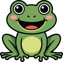 Cute Cartoon Frog with a Big Smile Perfect for Childrens Illustrations and Educational Resources for Kids Exploring Amphibians and Animals