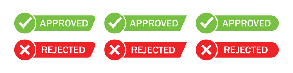 Approved and rejected vector signs, Approved rejected stamp vector graphic design