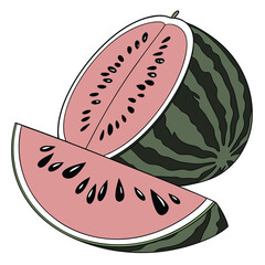 Fresh Watermelon Slices with Seeds.