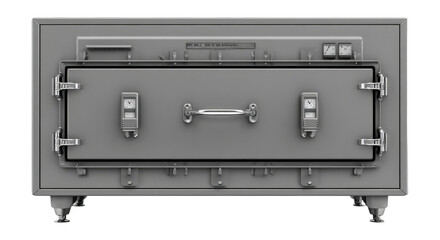 Obraz premium Metallic Mortuary Cooler with Thermometers on a Transparent Background