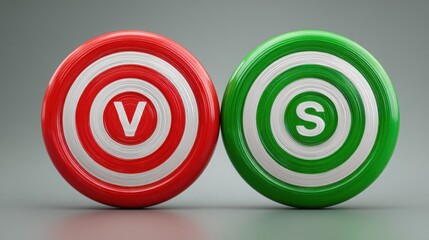 Dual red and green buttons representing comparison of outcomes between supply and fibonacci zones in analysis