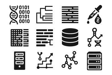 Folding bioinformatics reads computational server alignment pattern rna vector set icon phylogenetic