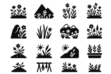 Plants herbs snowline stream icon mound meadow alpine vector mountain herb