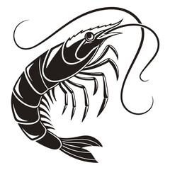 Stylized Black and White Illustration of a Shrimp.