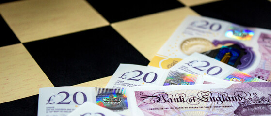 British pounds close up. The national currency of Great Britain