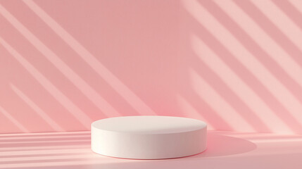 "3D pink rendering with podium – minimal cloud background, pastel pink geometric shapes, modern stage for product display, 3D platform showcase, and contemporary digital design"