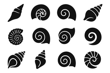 Spiral rounded seashell swirl vector shape icon abstract icons conch nautilus shell
