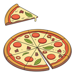 Delicious Pepperoni Pizza with Basil and Sausage Toppings.