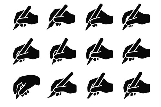 Position wrist overhand vector hold tripod icon support styles fine pen grip