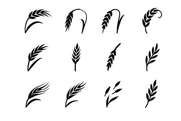 Grain uneven vector element segment sprig icon barley silhouette scattered wild
