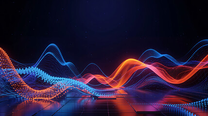 Dynamic data visualization with glowing lines, perfect for tech presentations and business insights