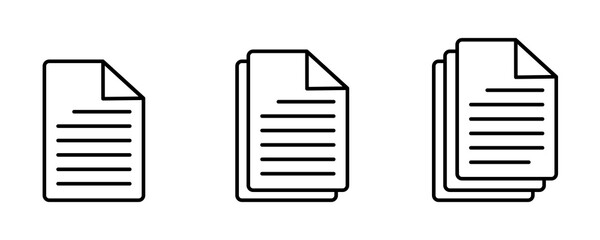Documents  paper icons. Line symbol and document icon. Document paper icon with single and multiple pages. Vector illustration.