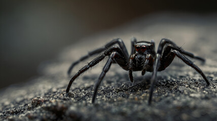 Black Spider macro photo