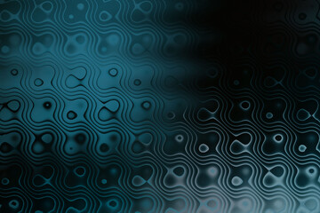 Abstract blue and black wavy pattern with circular elements