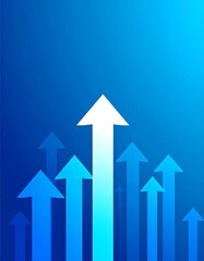 Blue arrows rising, growth, background, success, presentation