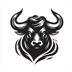 Bold Black Bull Silhouette Vector Illustration