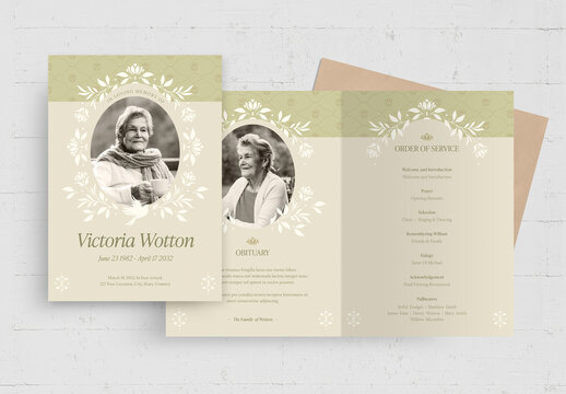 Classic Funeral Program with Elegant Floral Motifs