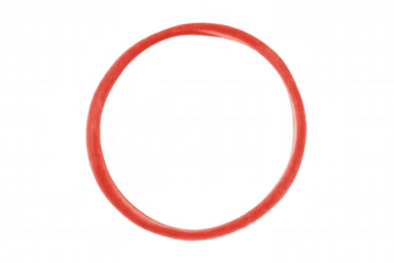 Red rubber band forming a perfect circle, isolated on transparent background, ready for your designs