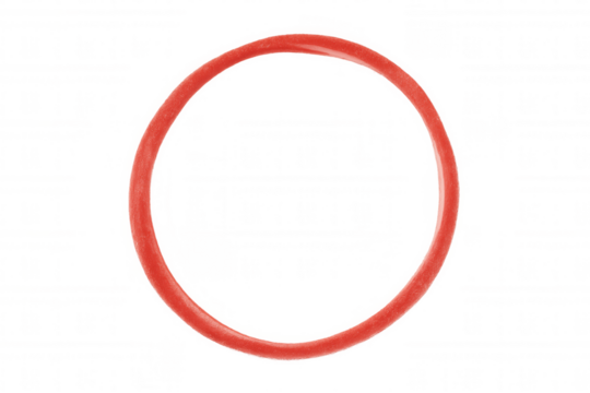 Red rubber band forming a perfect circle, isolated on transparent background, ready for your designs