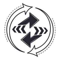 Circular Arrows Exchange Icon with Refresh and Reload Symbol.