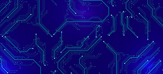 Electronic Circuit Board Abstract Design in Blue