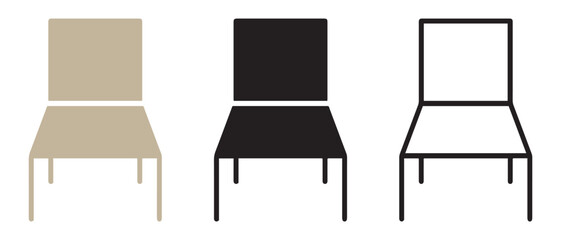 chair icons set. in different styles isolated on white background.
