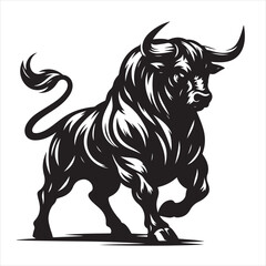 Bold Black Bull Silhouette Vector Illustration